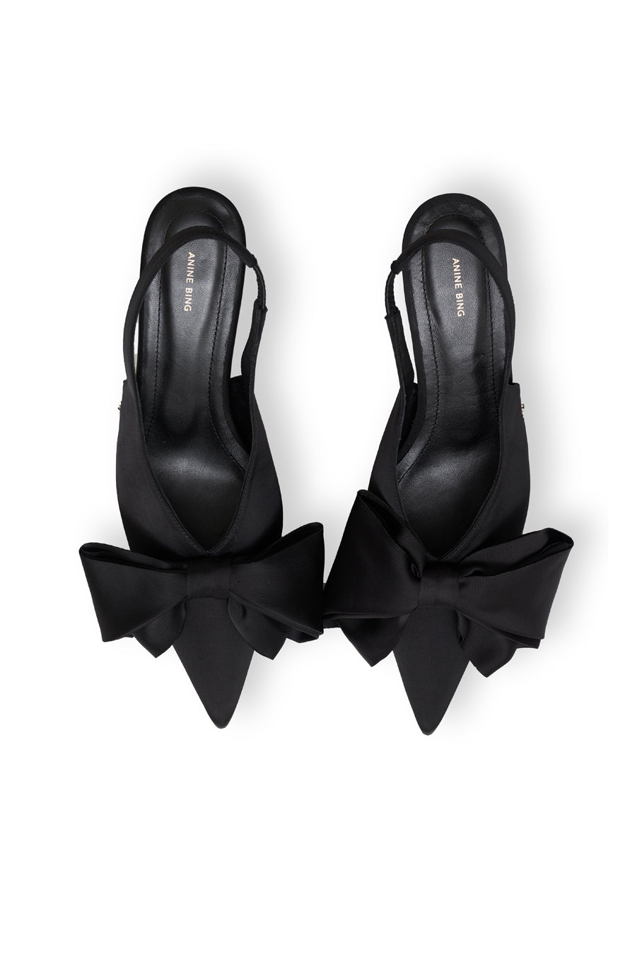 Anine Bing - Nina Heels with Bows in Black Satin