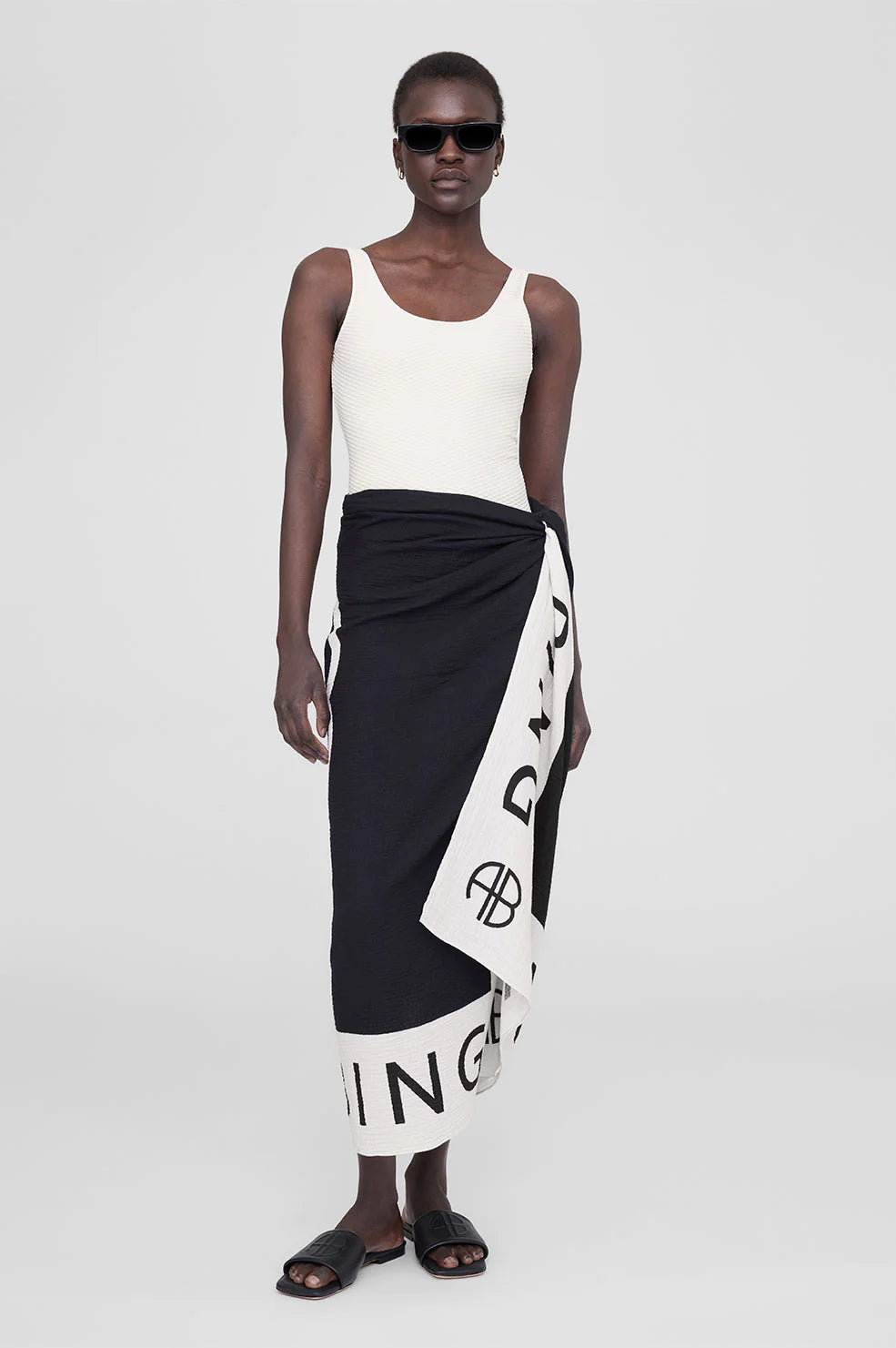 Anine Bing - Praia Sarong in Black & White
