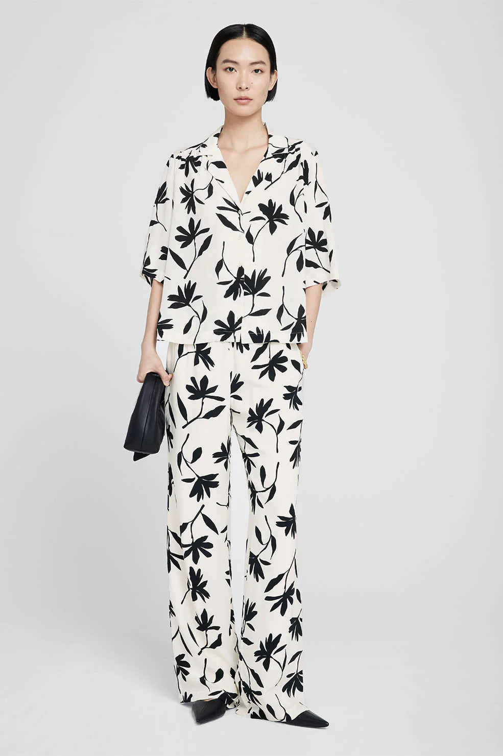 Anine Bing - Row Shirt in Ivory Daisy Print
