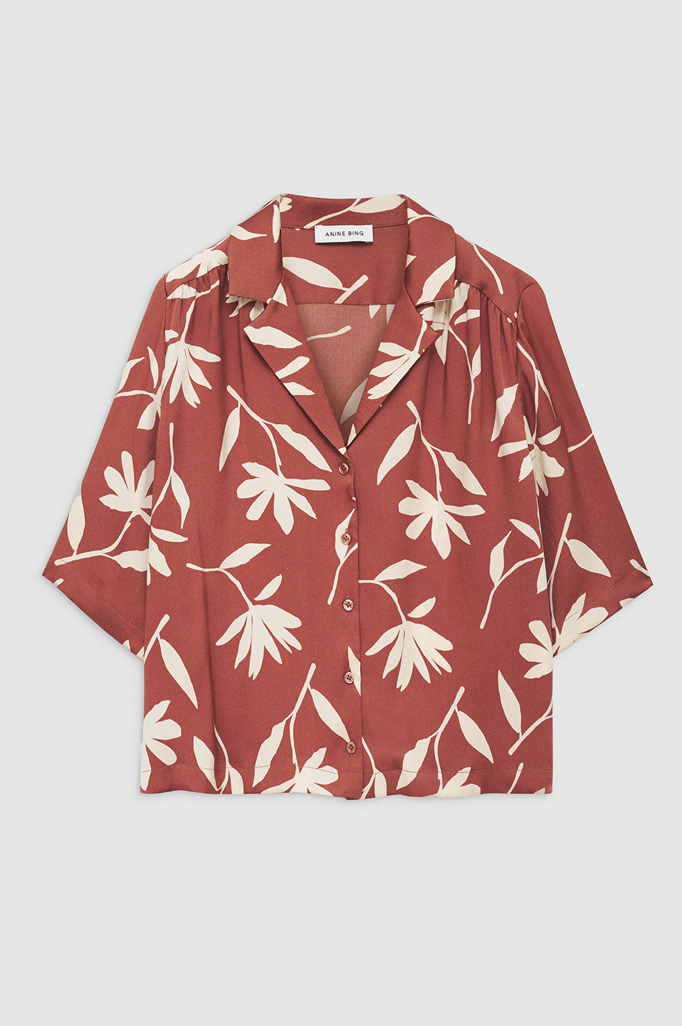 Anine Bing Row Shirt in Terracotta Daisy Print