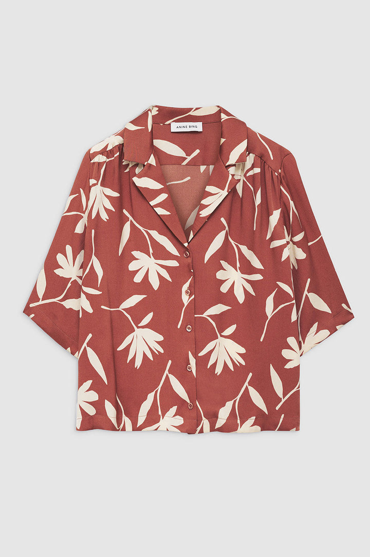 Anine Bing Row Shirt in Terracotta Daisy Print