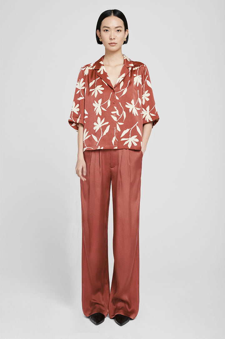 Anine Bing Row Shirt in Terracotta Daisy Print