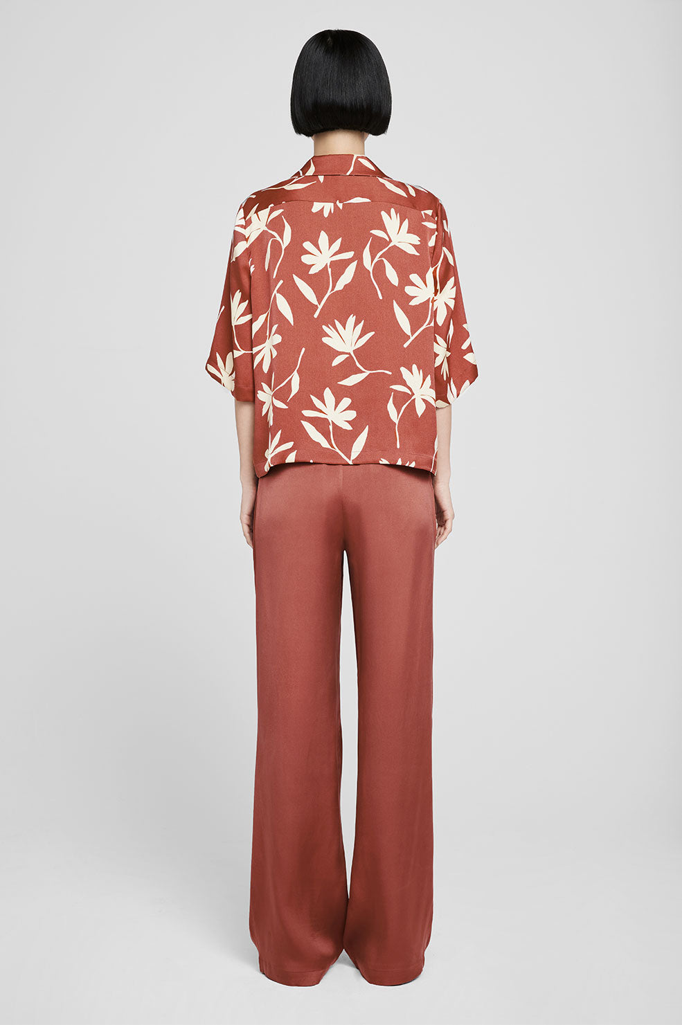 Anine Bing Row Shirt in Terracotta Daisy Print
