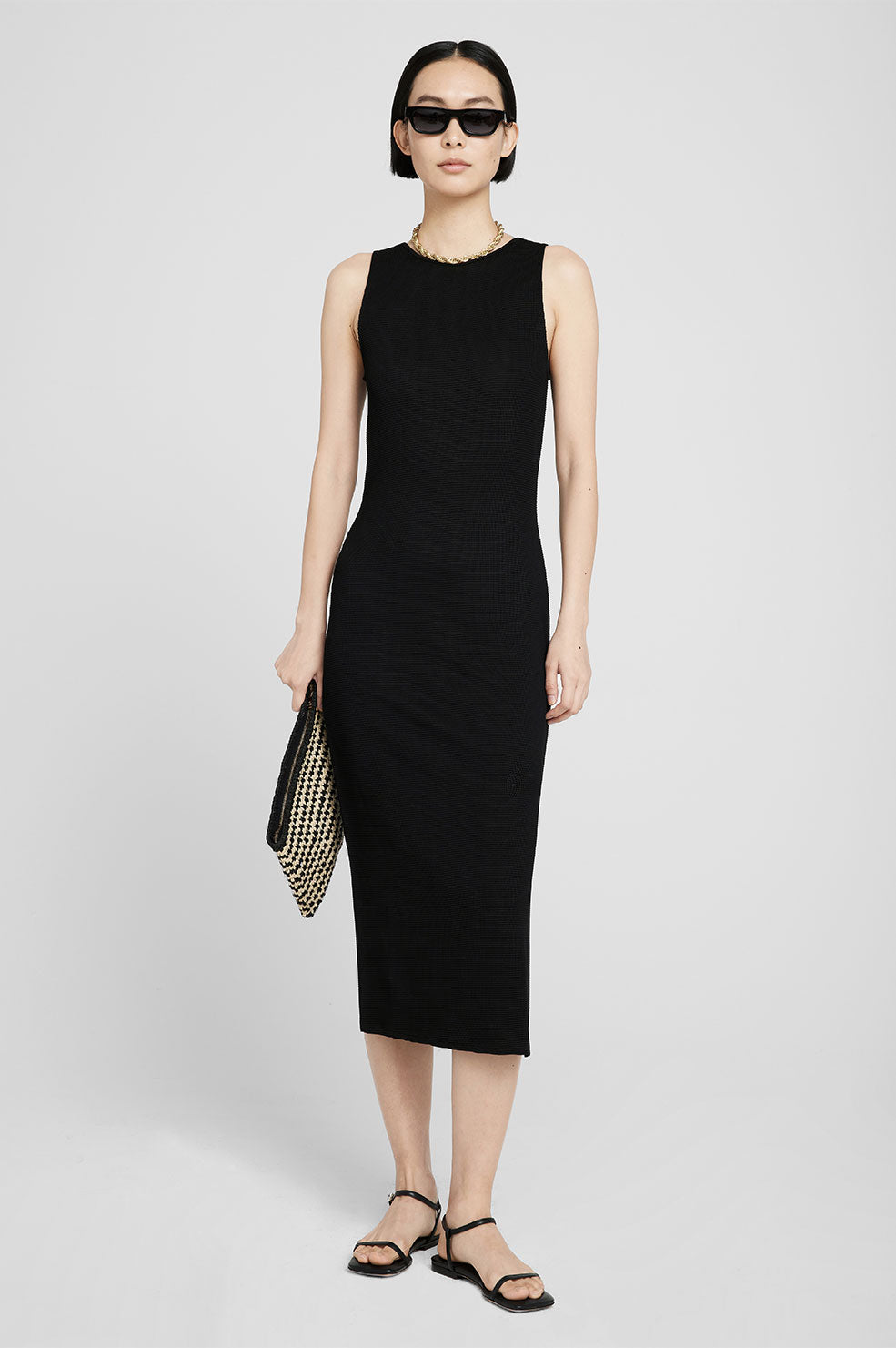 Anine Bing - Savannah Dress in Black Waffle