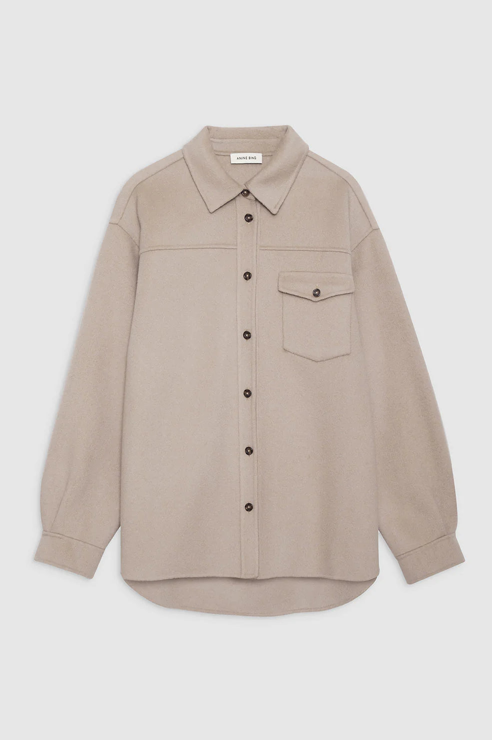 Anine Bing - Simon Shirt in Taupe Cashmere Blend