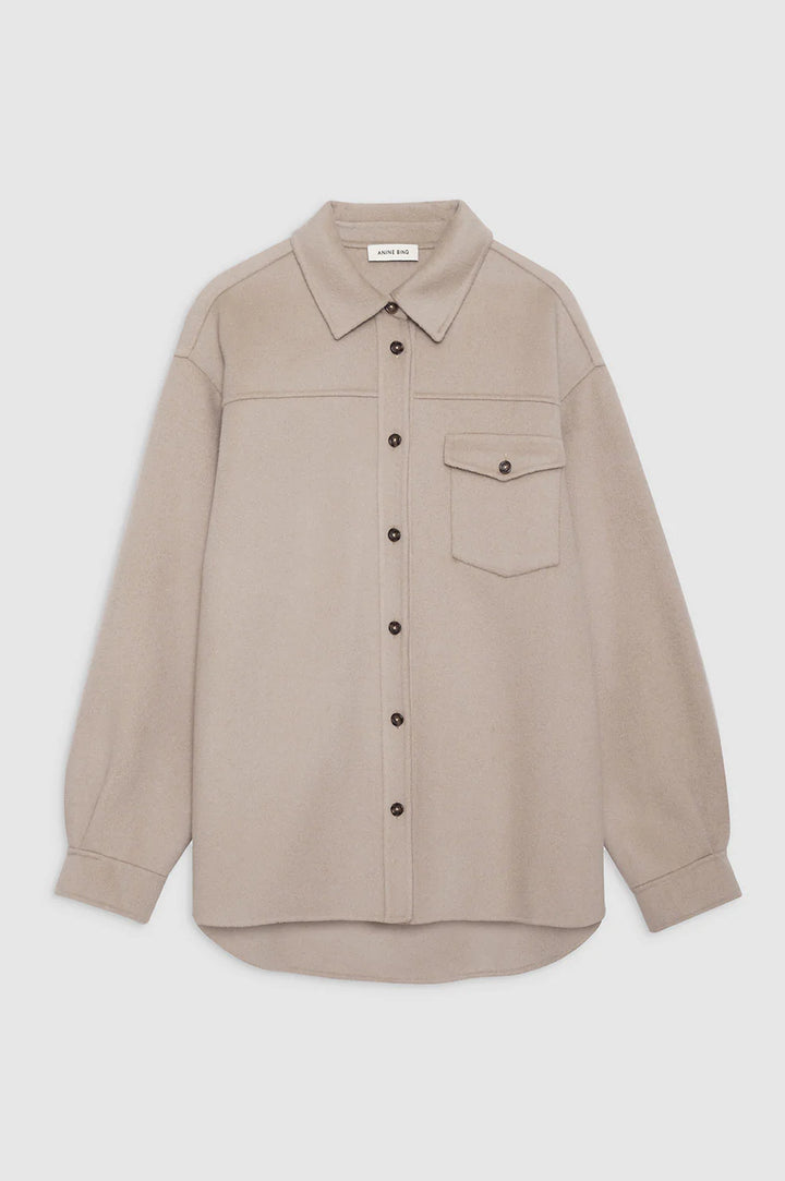 Anine Bing - Simon Shirt in Taupe Cashmere Blend
