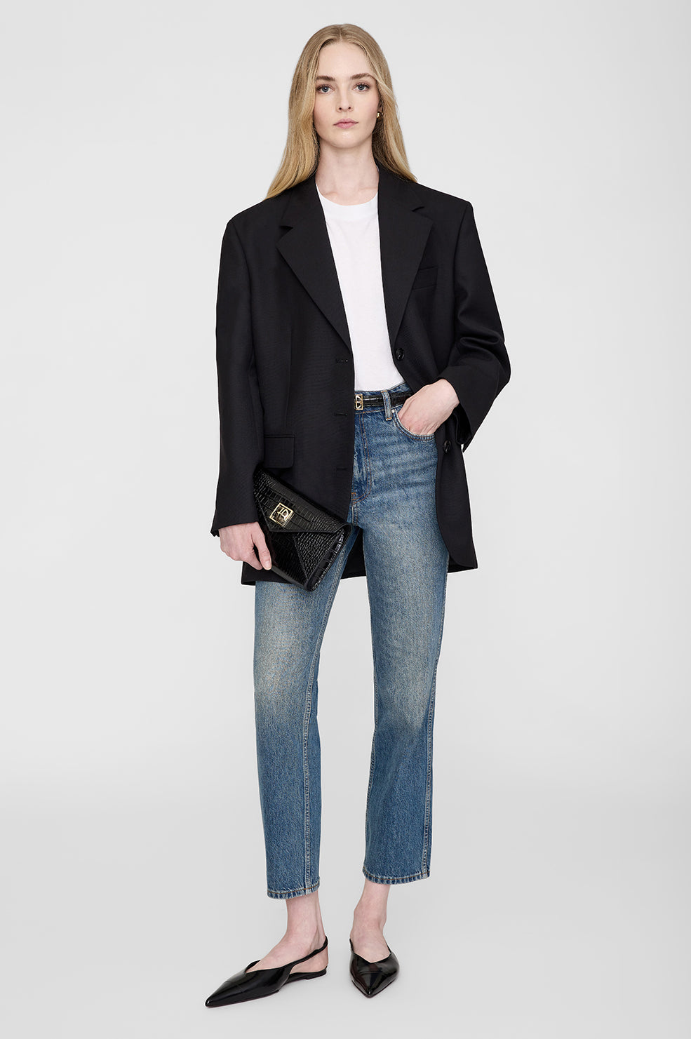 Anine Bing - Small Elly Clutch in Black Embossed – Blond Genius