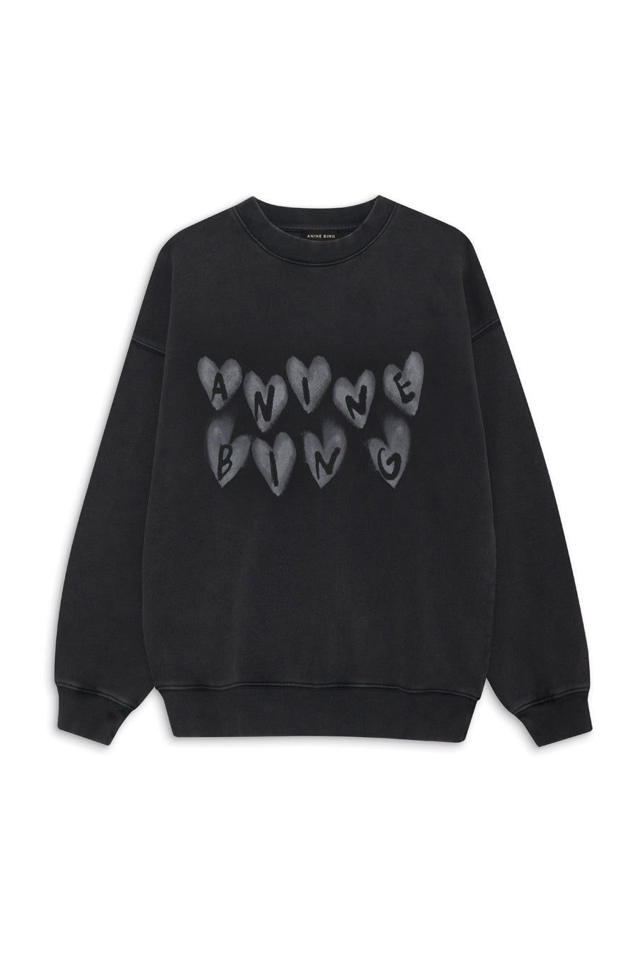 Anine Bing - Spencer Sweatshirt Hearts in Black Sweatshirts