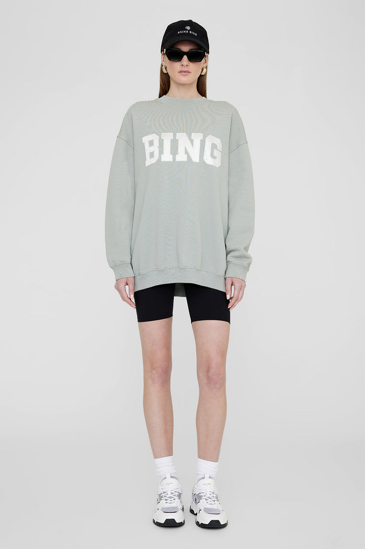 Anine Bing - Tyler Sweatshirt Satin Bing in Sage Green