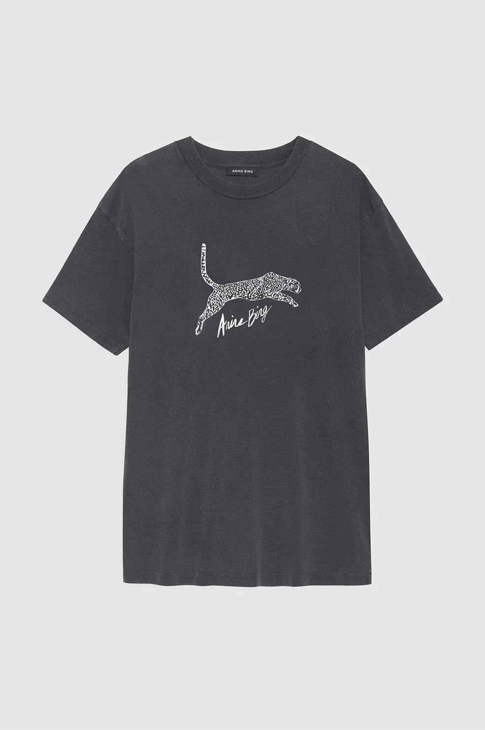 Anine Bing - Walker Tee Spotted Leopard in Washed Black