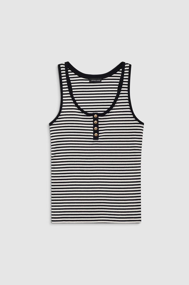 Anine Bing - Alessia Tank in Cream and Black Stripe