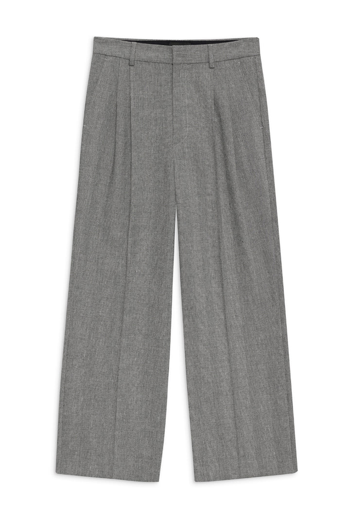 Anine Bing - Belen Pant in Ivory and Black Herringbone