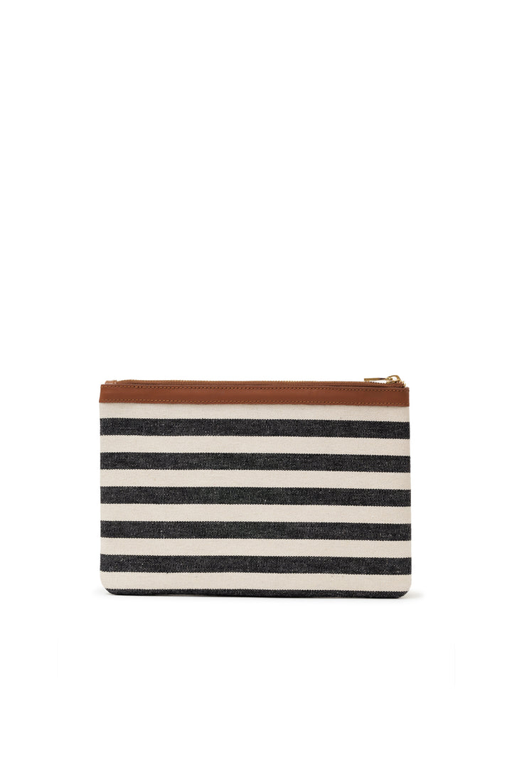 Anine Bing - Lili Pouch in Black and Natural Stripe