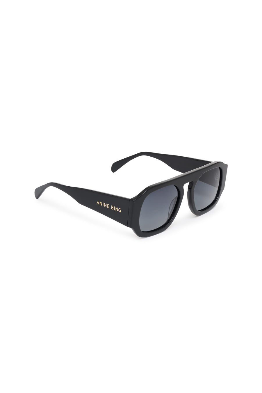 Anine Bing - Preston Sunglasses in Black with Green