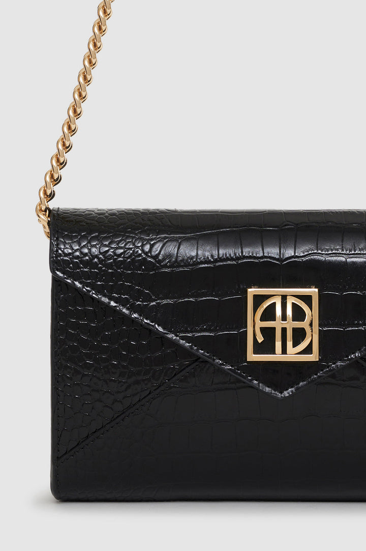 Anine Bing - Small Elly Clutch in Black Embossed