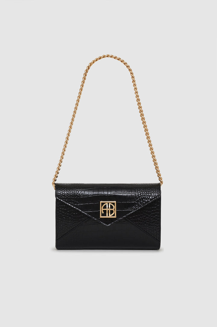 Anine Bing - Small Elly Clutch in Black Embossed