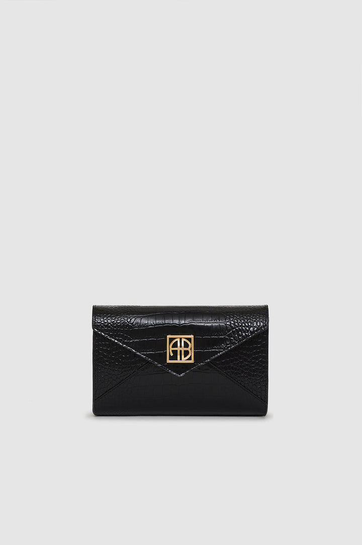 Anine Bing - Small Elly Clutch in Black Embossed
