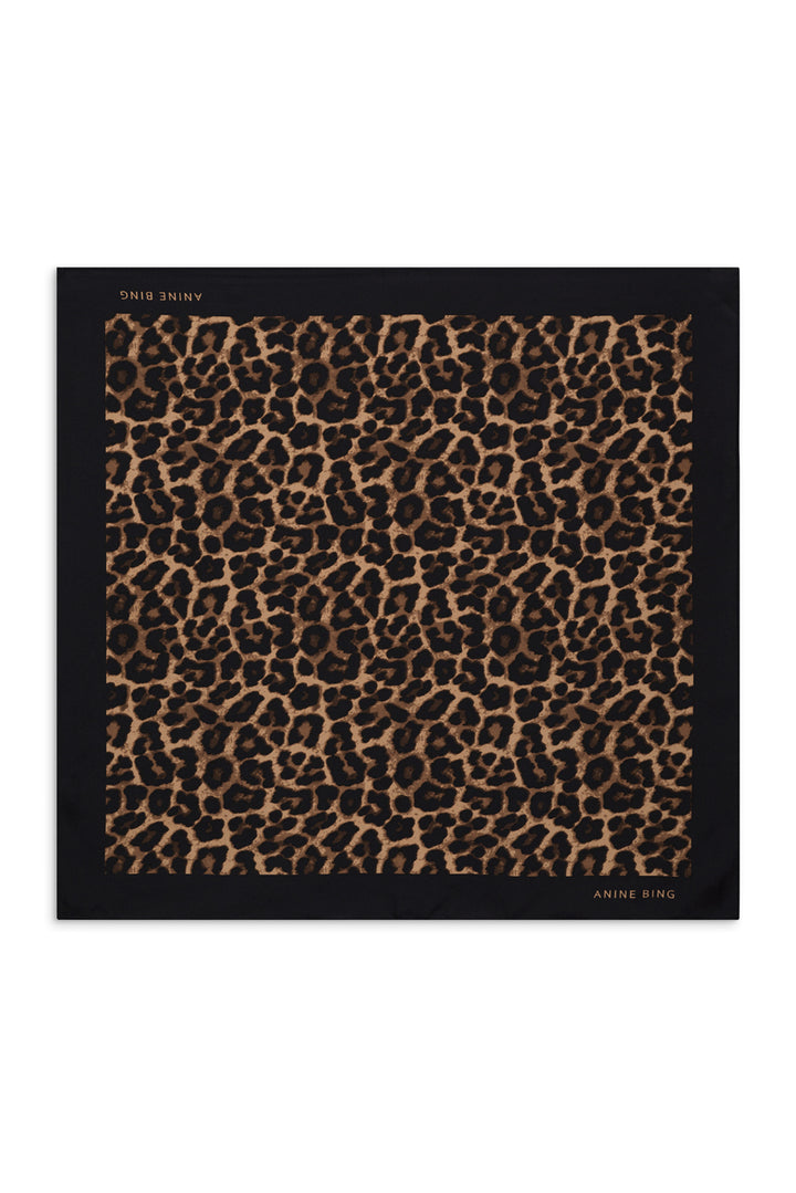 Anine Bing - York Scarf in Black and Brown Leopard