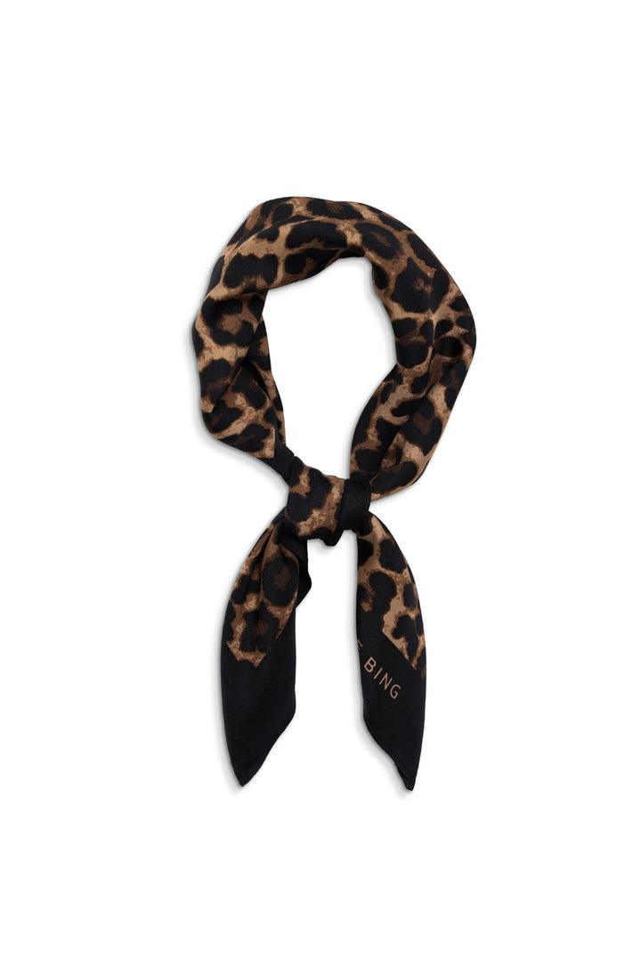 Anine Bing - York Scarf in Black and Brown Leopard