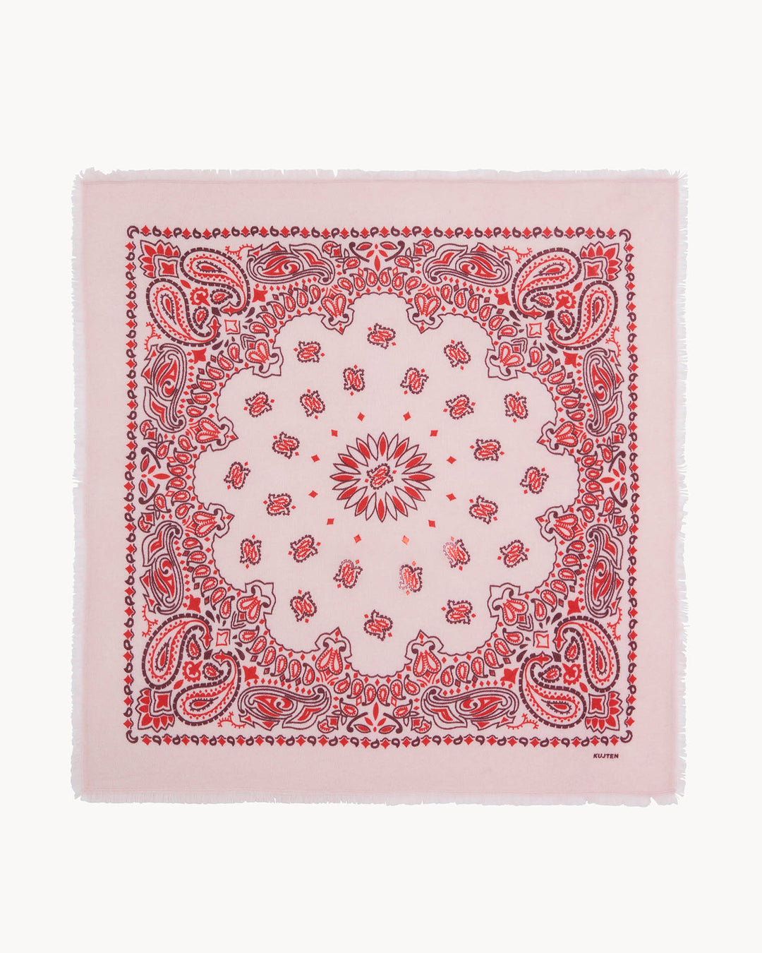 KUJTEN - Hachiko Bico Large Cashmere Bandana Scarf in Milano Rouge Scarves