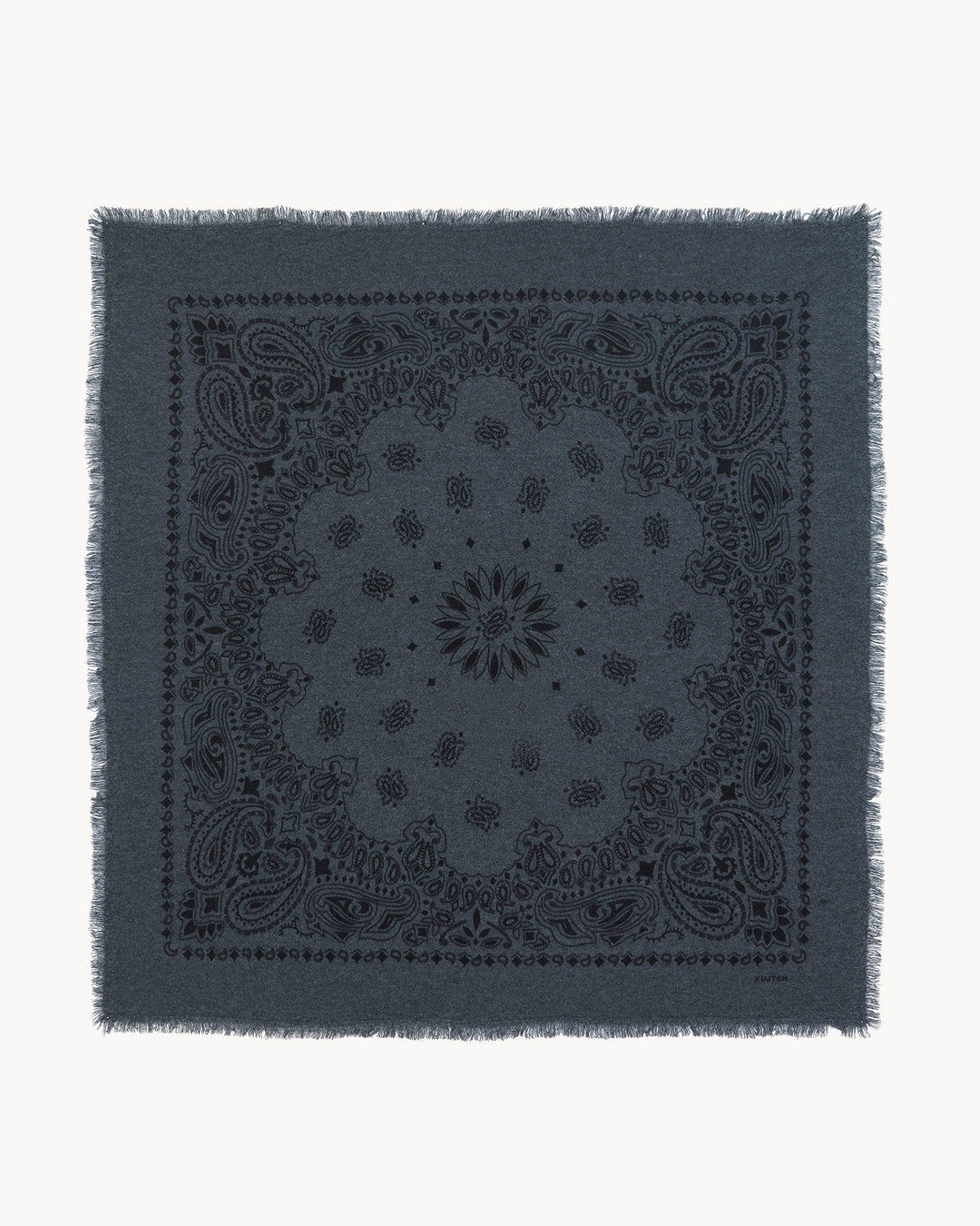 KUJTEN - Hachiko Bico Large Cashmere Bandana Scarf in Anthra Noir Scarves