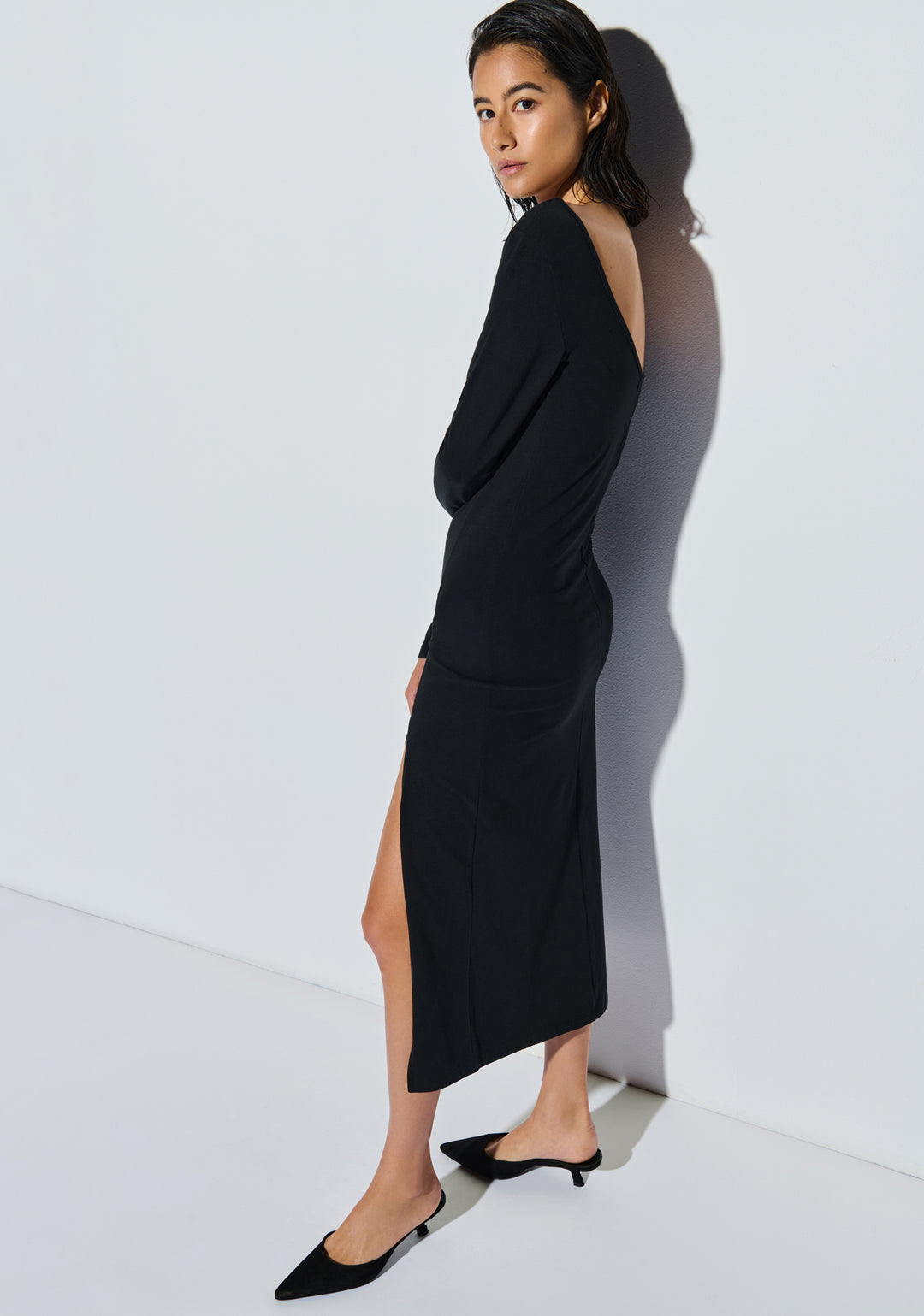 NATION LTD - Alma Column Dress in Jet Black