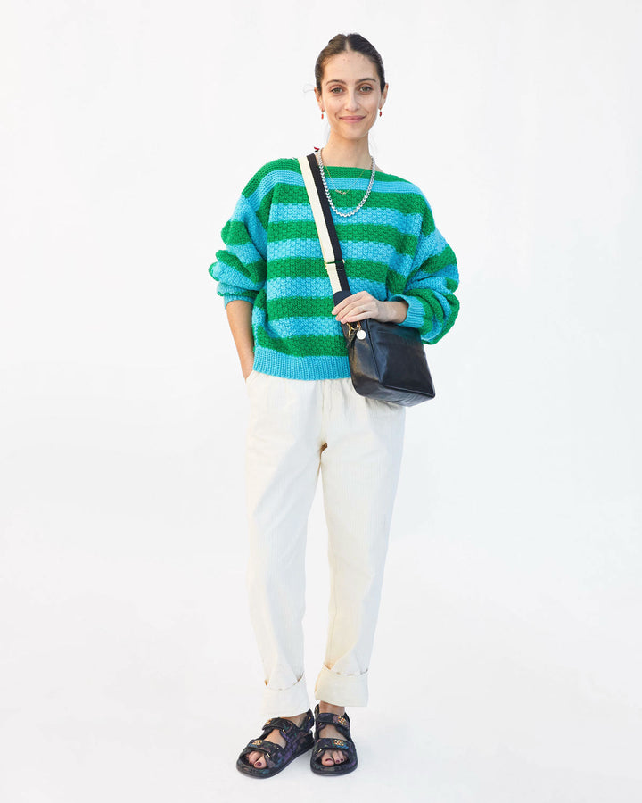 Clare V - Adjustable Strap in Black & White Cotton Webbing