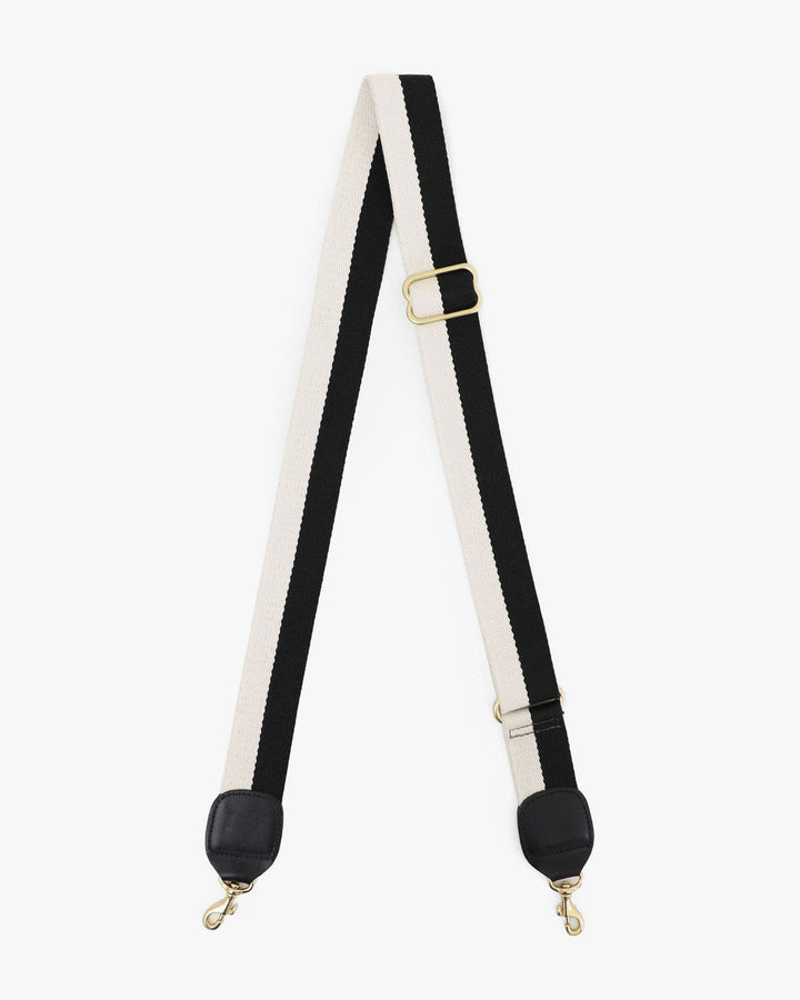 Clare V - Adjustable Strap in Black & White Cotton Webbing