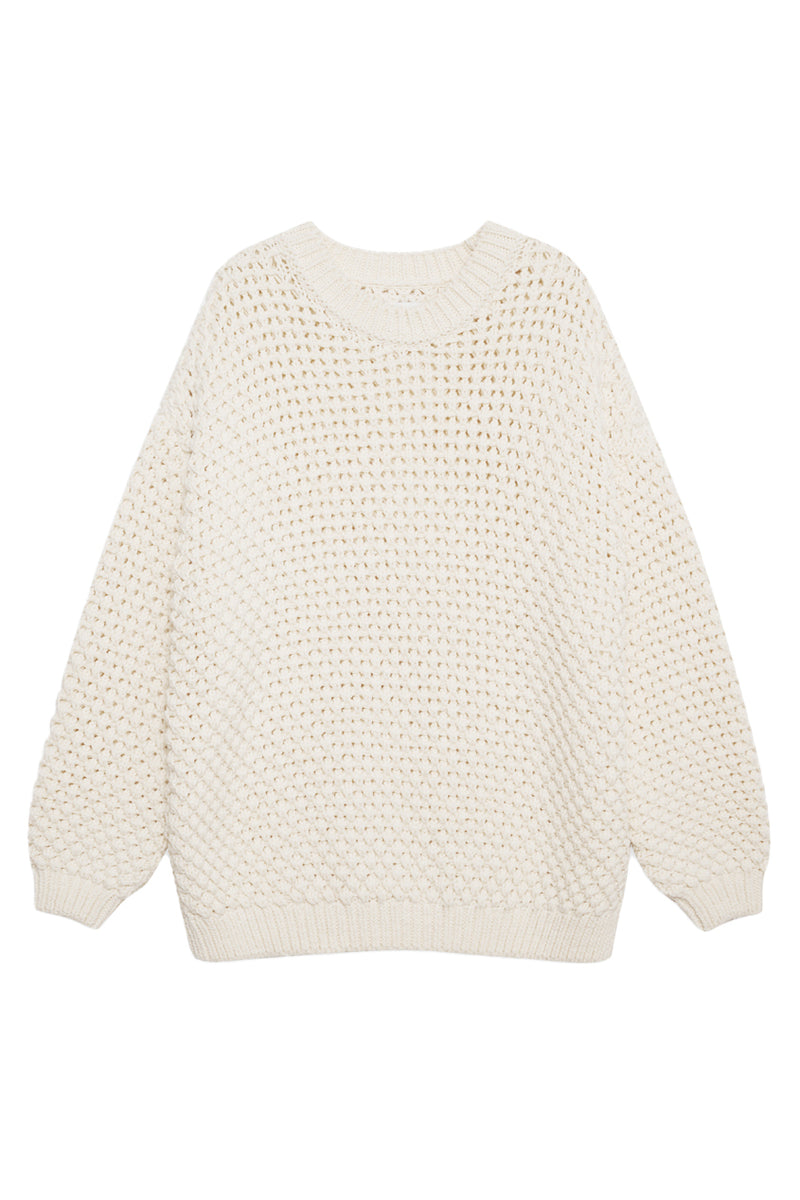 Anine Bing - Sydney Crochet Crew Sweater in Ivory