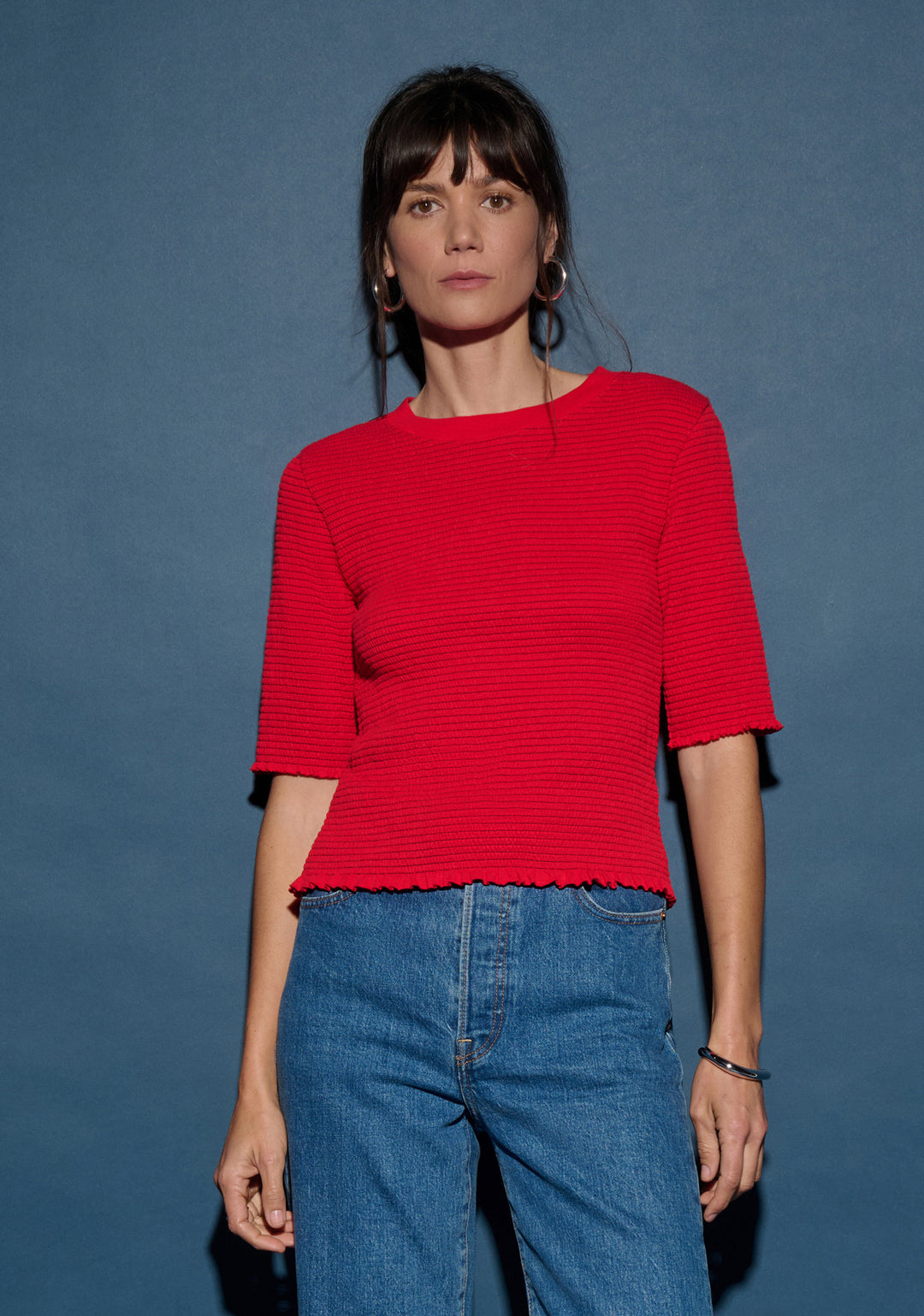 Nation LTD - Beverly Smocked Top in Red Shoes