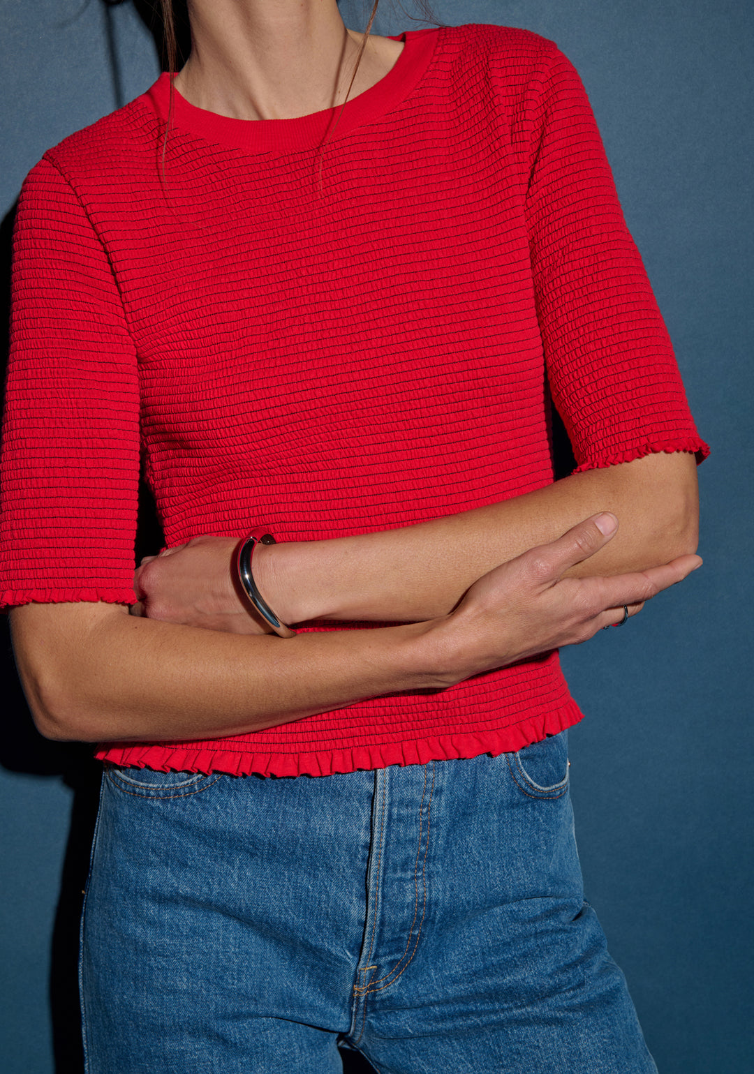 Nation LTD - Beverly Smocked Top in Red Shoes