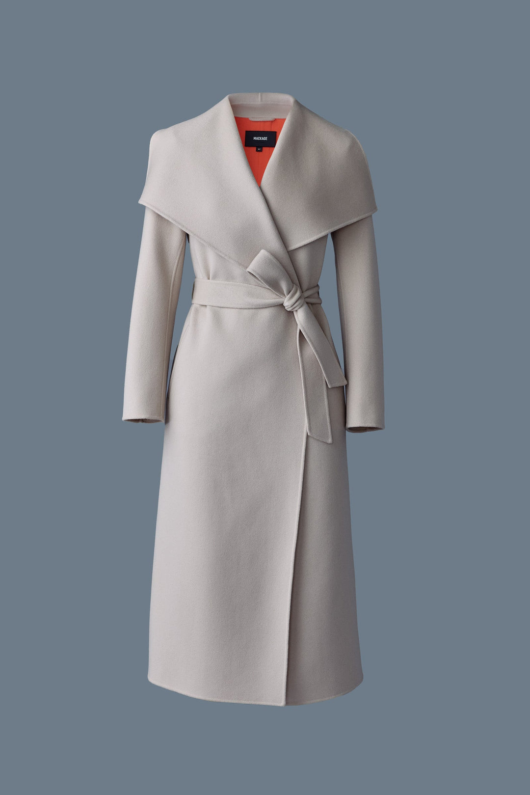 Mackage Mai-LST Double-Face Wool Stripe Wrap Coat in Trench