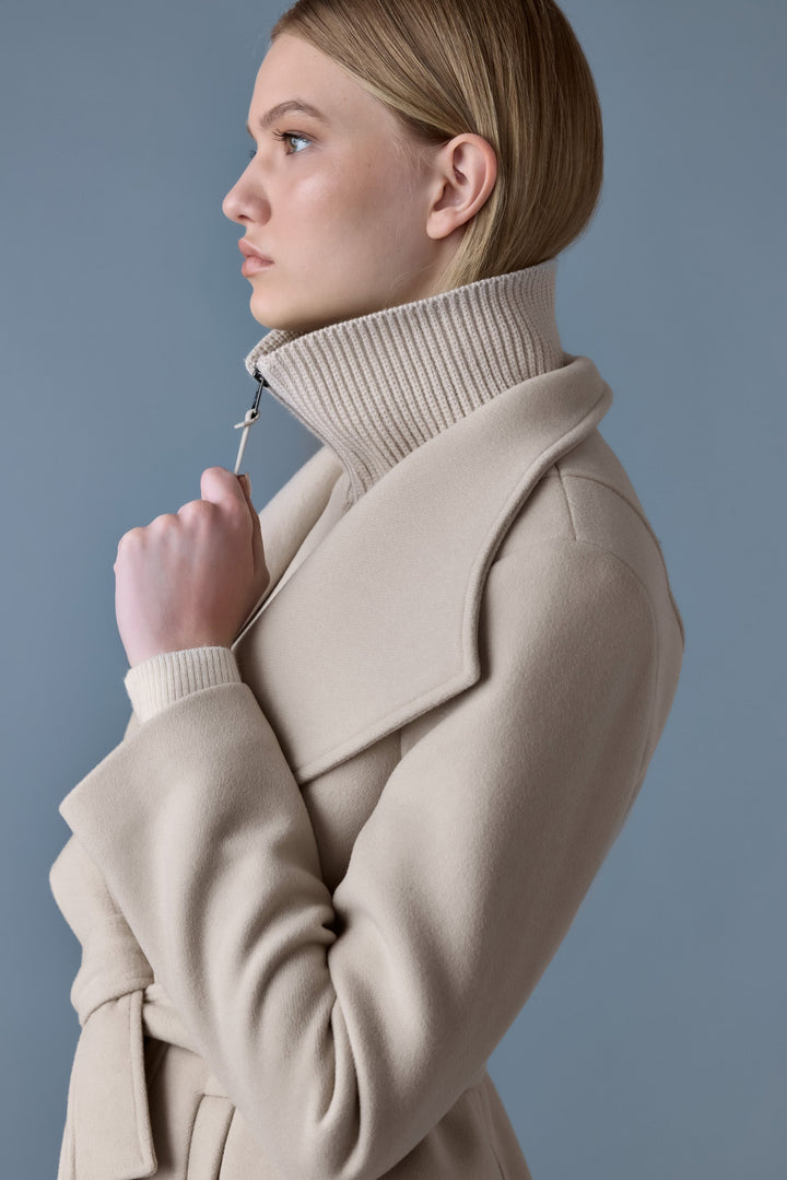 Mackage - Norita Double Face Wool Coat With Sash in Trench