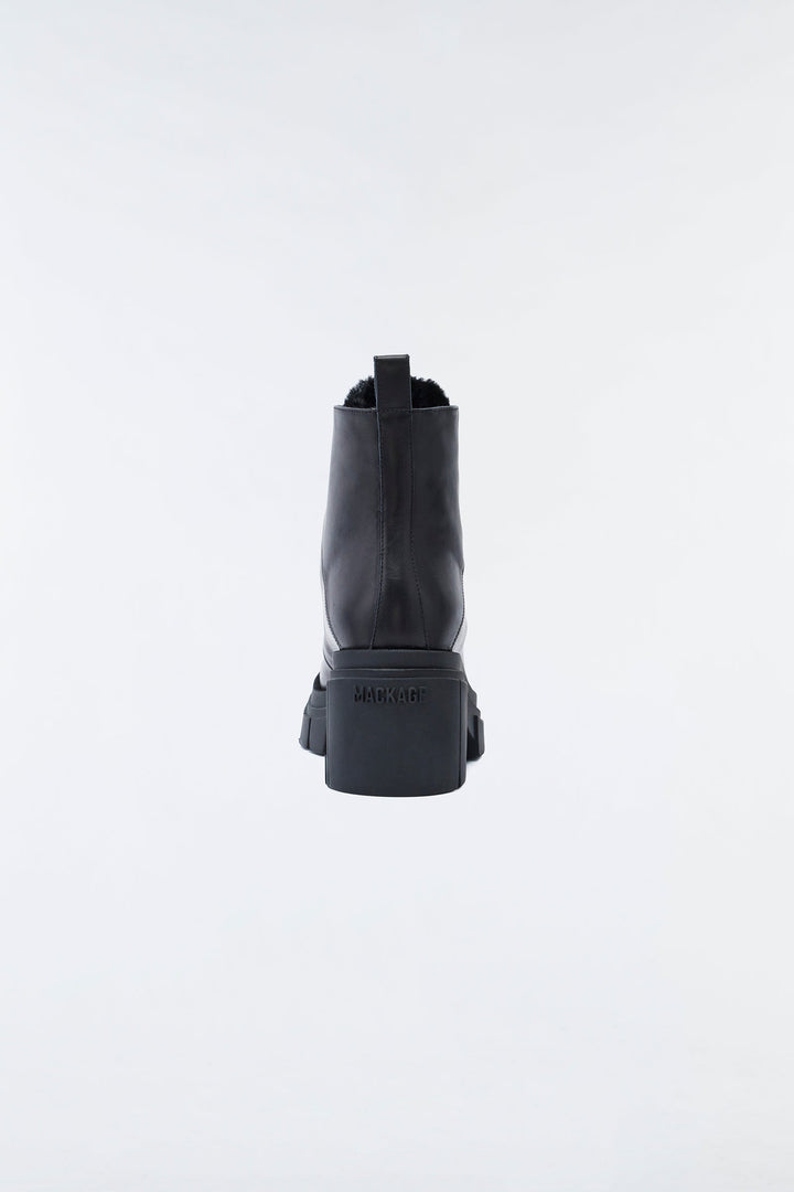 Mackage - Summit Shearling-Lined Leather Ankle Boot in Black Boots