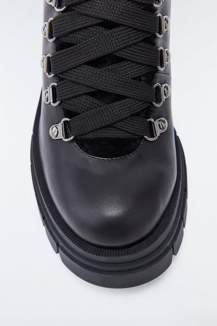 Mackage - Summit Shearling-Lined Leather Ankle Boot in Black Boots