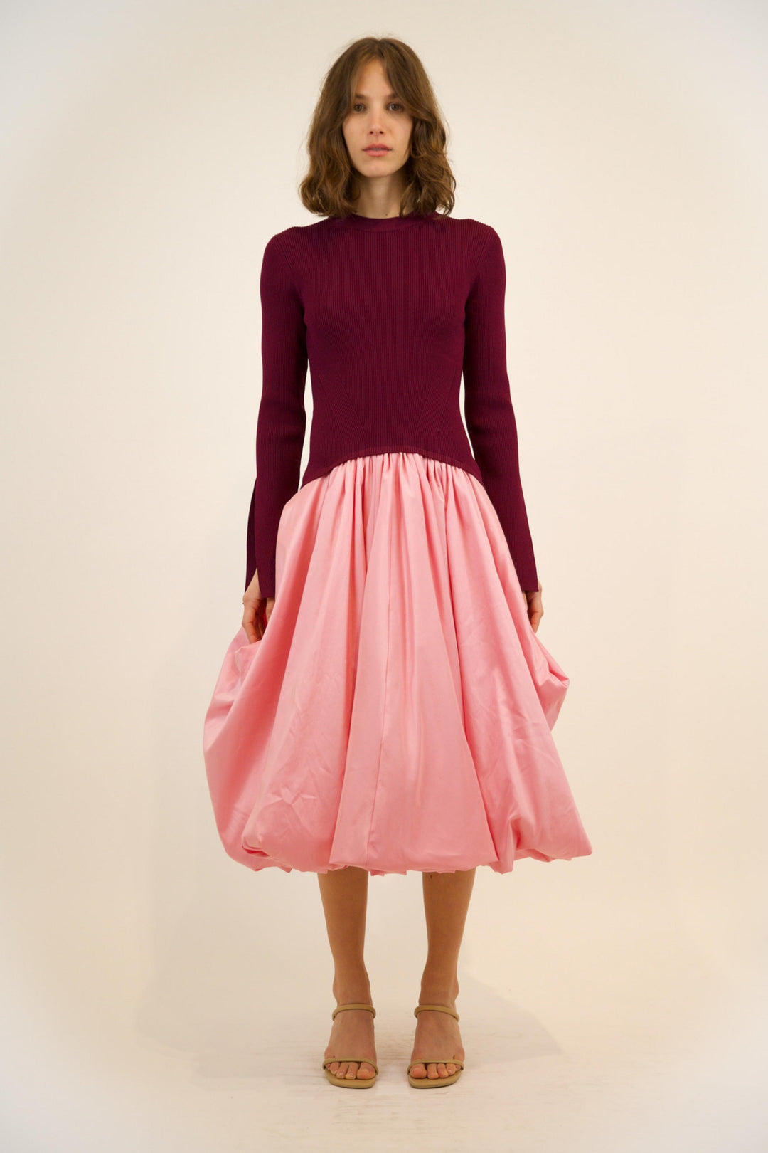 SIMKHAI - Kenlie Mock Neck Midi Dress in Acai Dresses