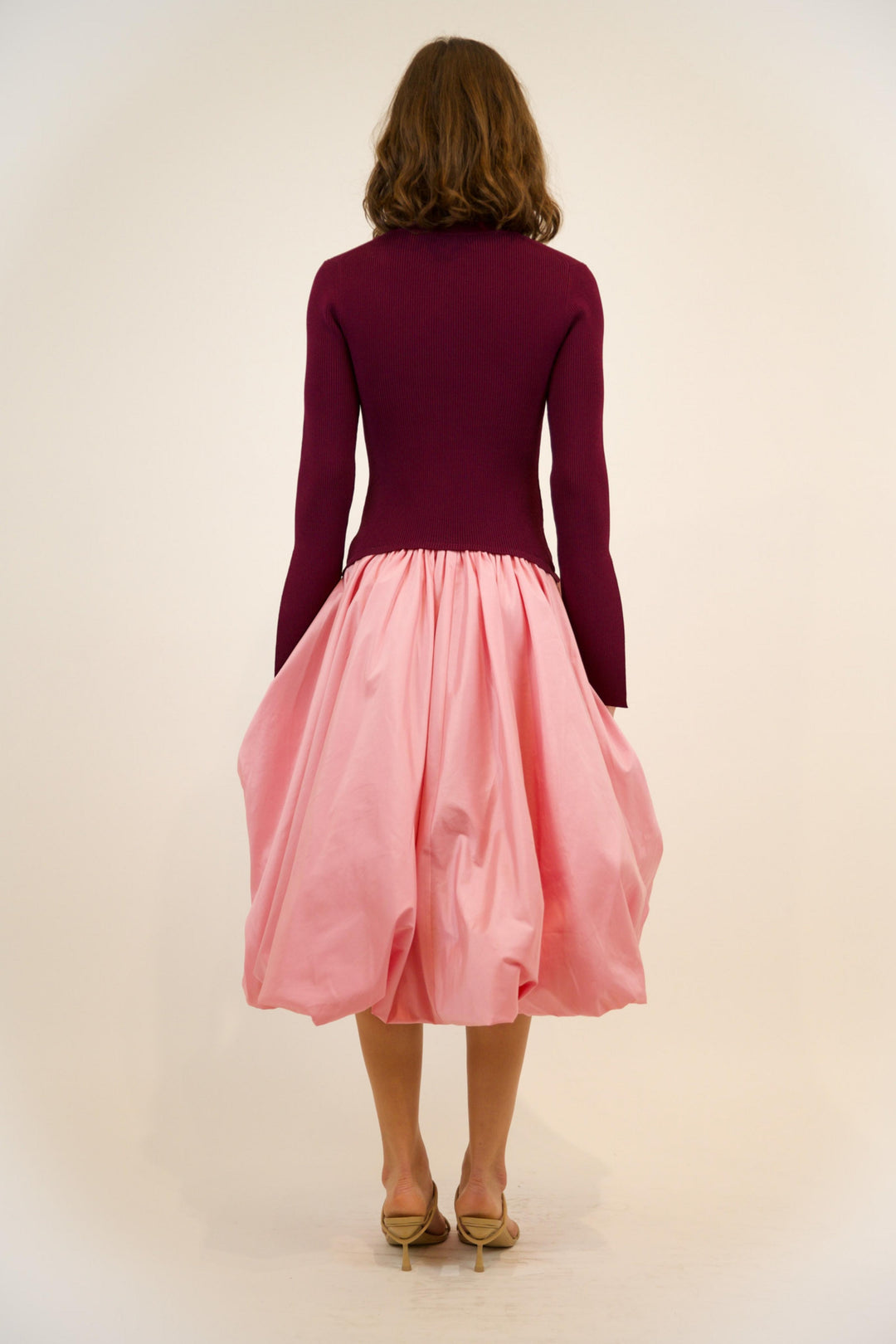 SIMKHAI - Kenlie Mock Neck Midi Dress in Acai Dresses