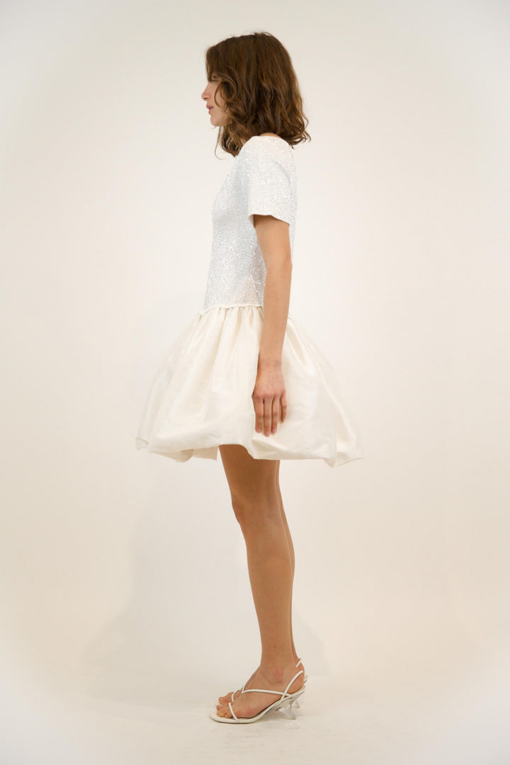 SIMKHAI - Kenz Knit Ruffle Mini Dress in Ivory Dresses