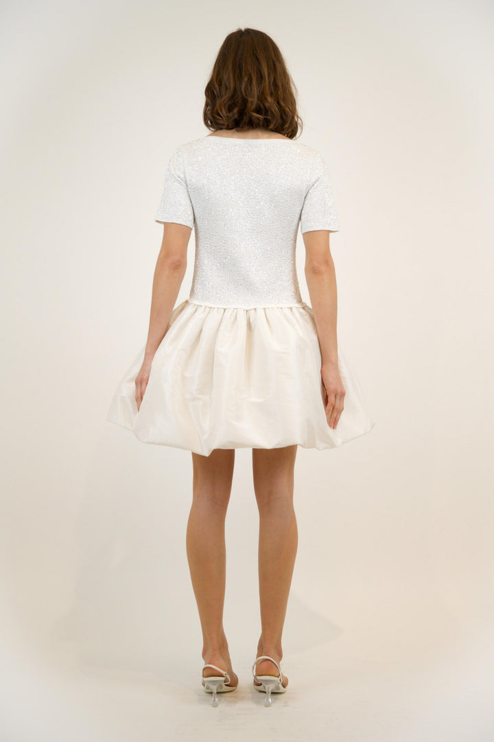 SIMKHAI - Kenz Knit Ruffle Mini Dress in Ivory Dresses