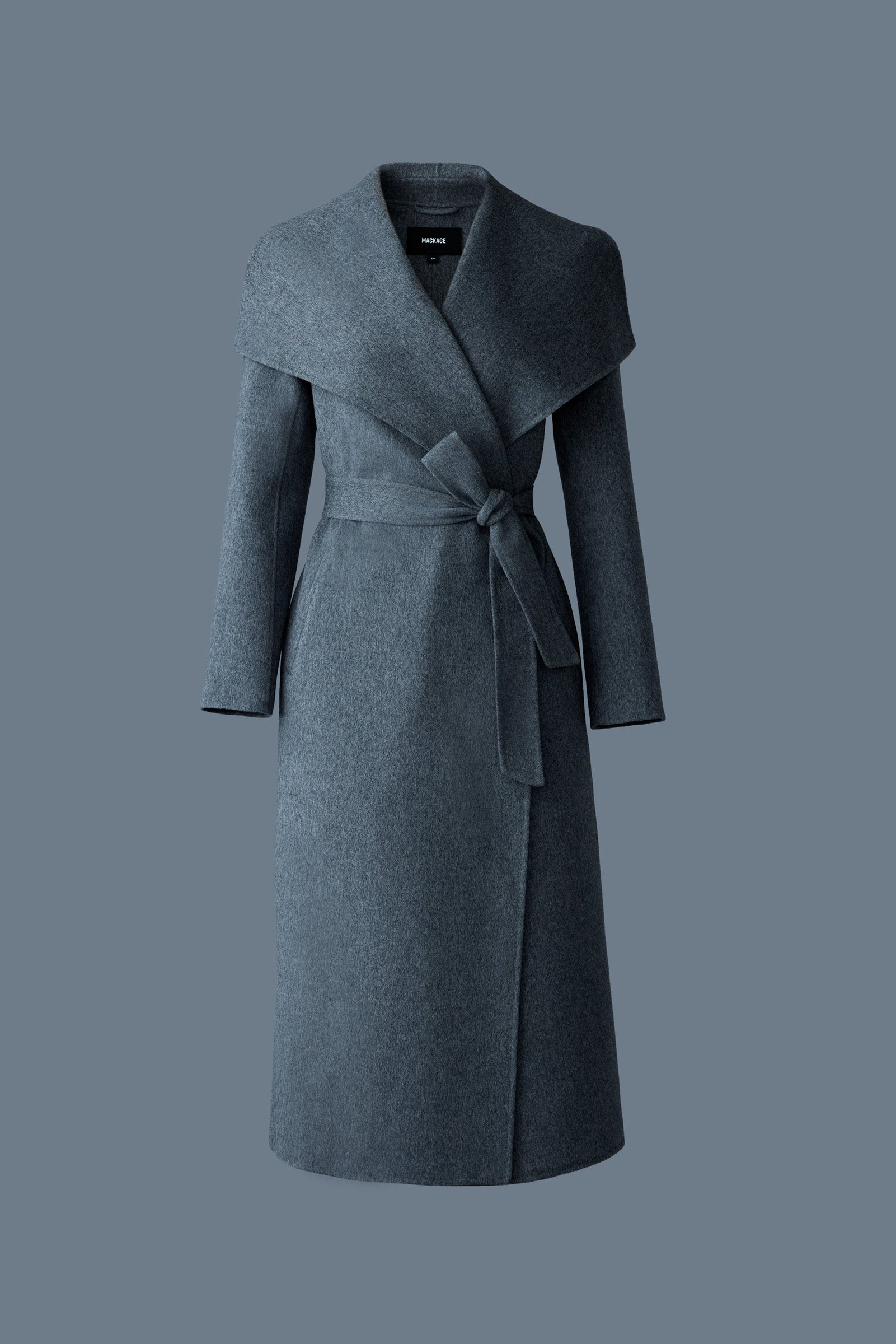 Mackage - Mai LST Double-Face Wool Stripe Wrap Coat in