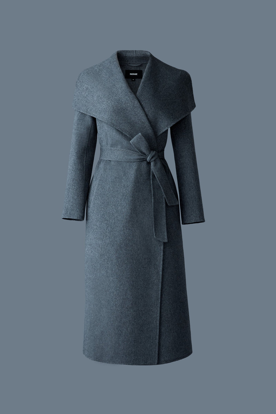 Mackage - Mai LST Double-Face Wool Stripe Wrap Coat in Carbon Mix