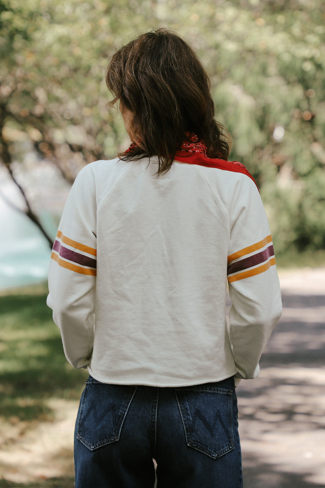 Iowa State Cut-Hem Striped Sleeve Sweatshirt (BL932-BLISU2194-AWH)