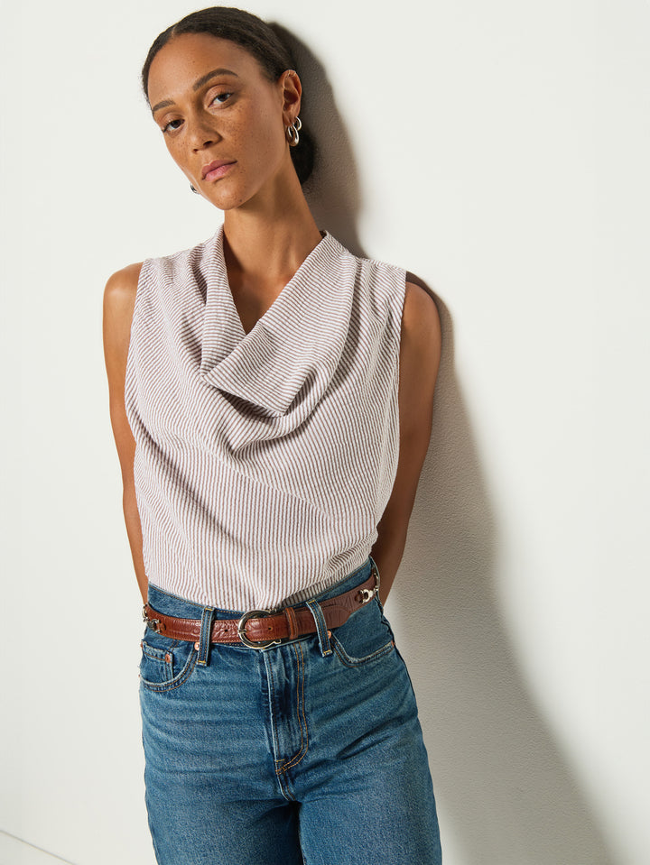 Nation - Cillie Cowl Neck Tank in Praline Stripe