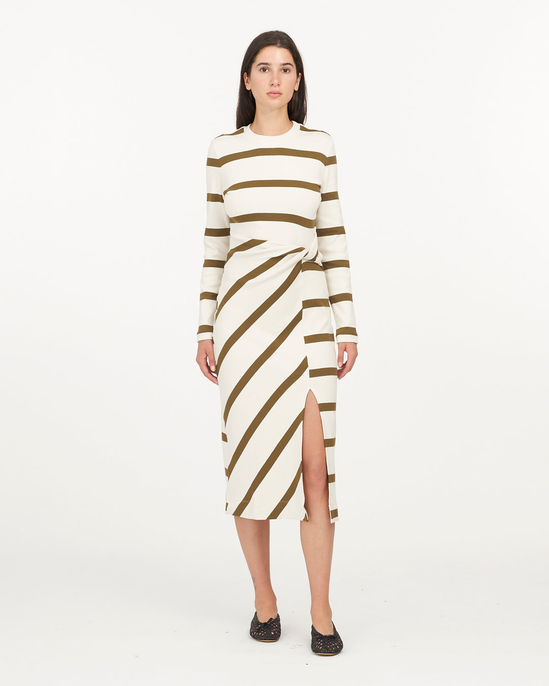 Tanya Taylor - Cody Dress in Cream/Fern Stripe