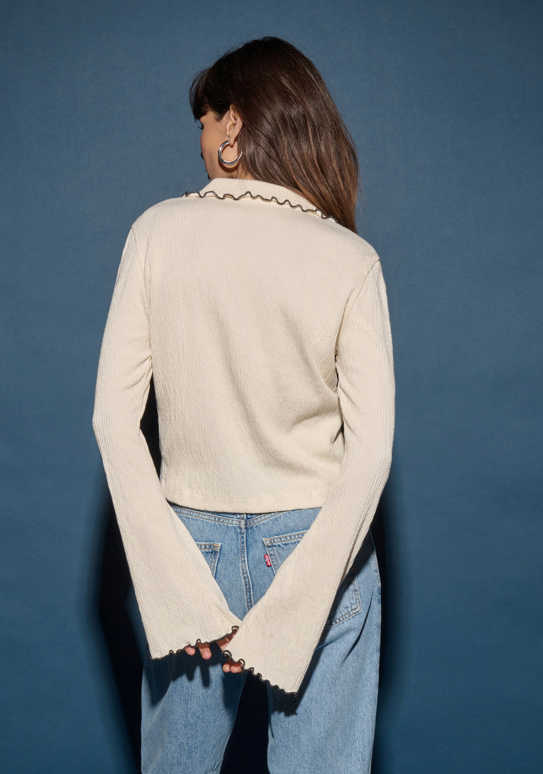Nation LTD - Daisy Collared Top in Porcelain