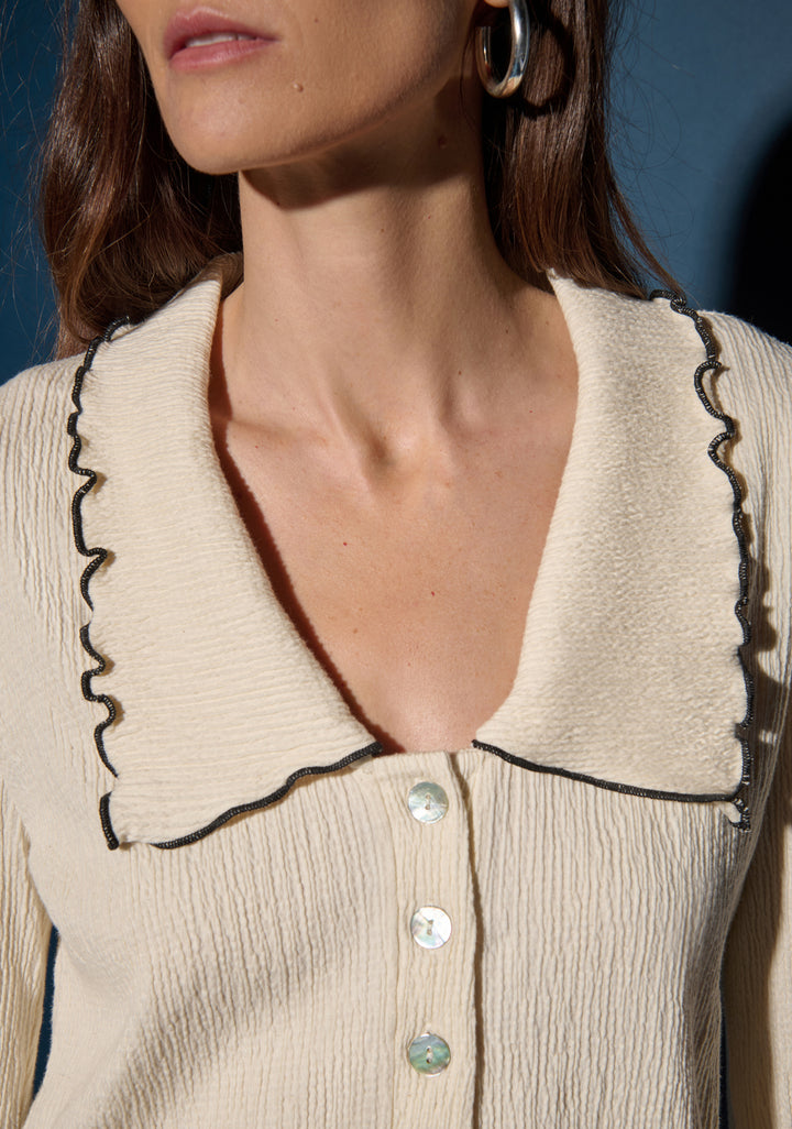 Nation LTD - Daisy Collared Top in Porcelain