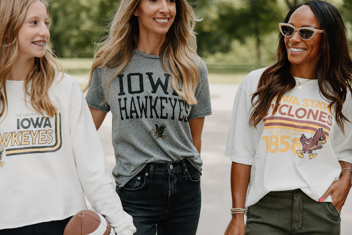 Retro Brand x Blond Genius - Iowa Hawkeyes Cut Off Tee in Heather Grey