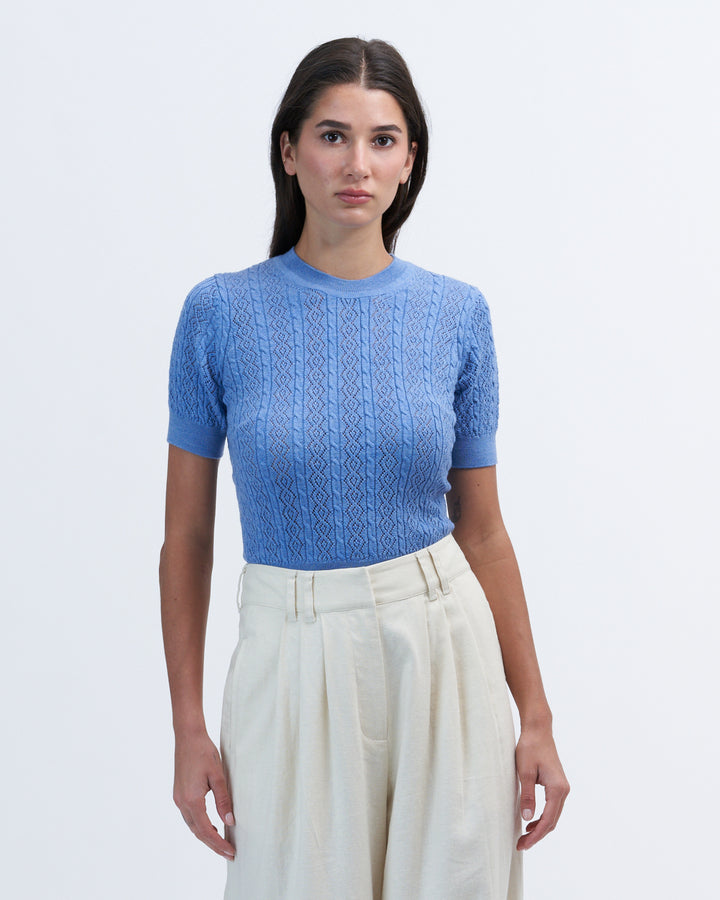 Tanya Taylor - Diane Knit Top in French Blue Sweaters