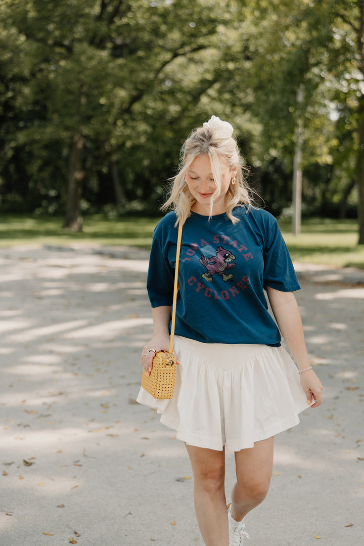 Retro x Blond Genius - ISU Iowa State Cyclones Oversized Boyfriend Tee in Midnight Navy