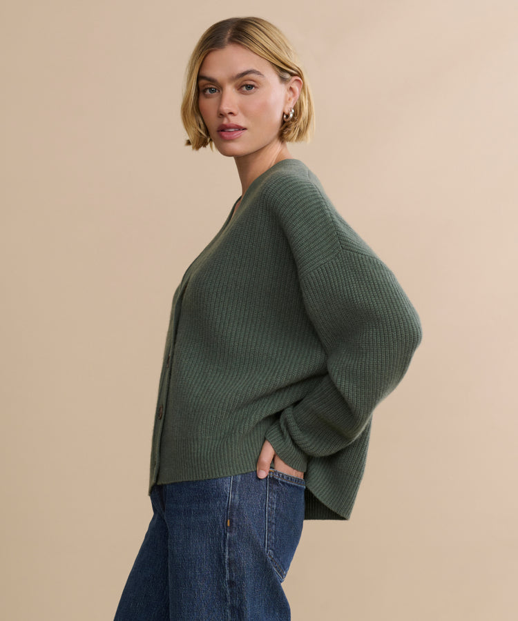 Jenni Kayne - Cropped Cashmere Cocoon Cardigan in Pine